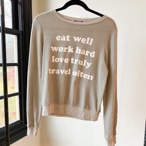 DREAM SCENE x WILDFOX Women's Gray Fleece Crew Neck Graphic Sweatshirt sz XXS